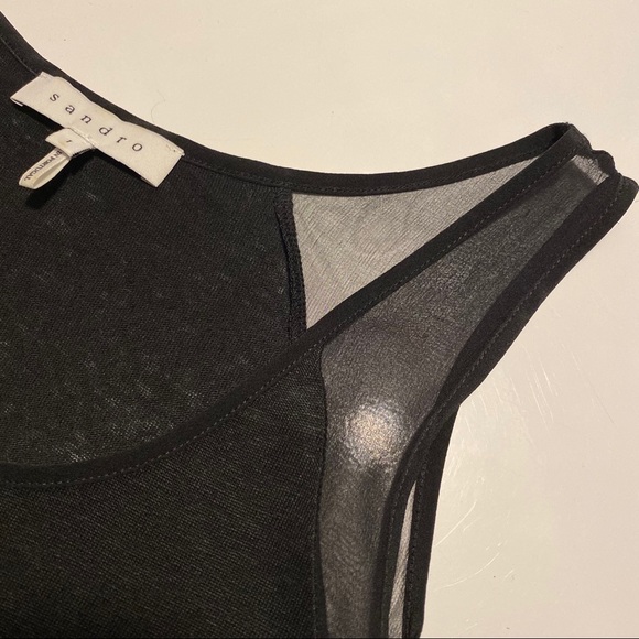 Sandro Black Linen Silk Tank Top Shirt - Picture 10 of 15